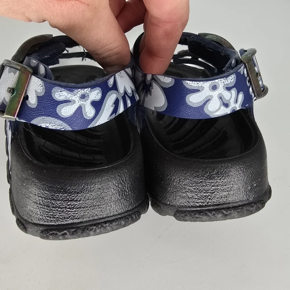 Birkis Birkenstock Blue Floral Adjustable Back & Top Straps sandals kids 7